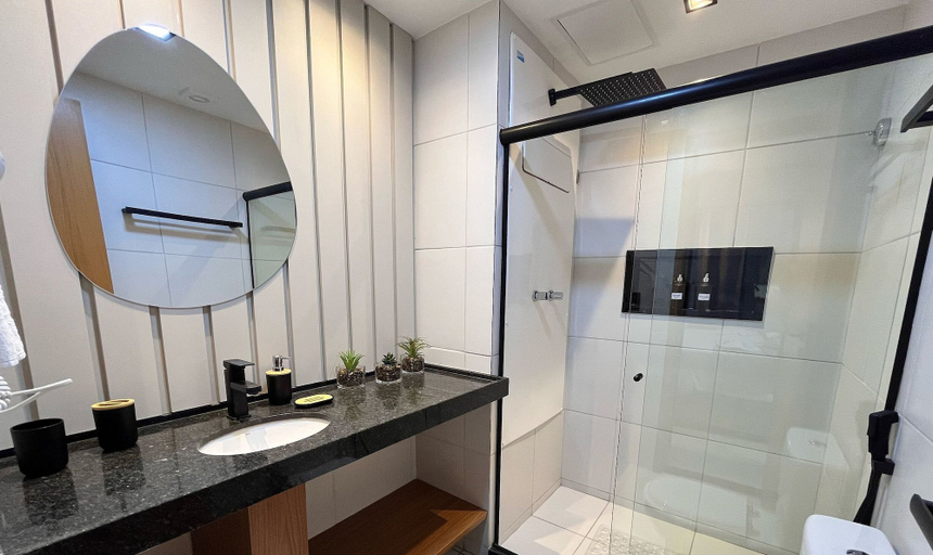 Bathroom 3, Flat luxo com varanda gourmet no Makia, Ipojuca