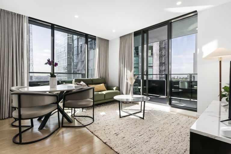 Living room 3, Sleek Southbank 2-bed Apartment With Balcony Views, Melbourne