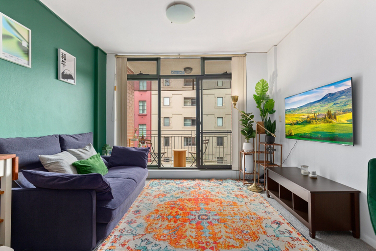Living room 3, Chic Inner-city 1 Bedroom With Balcony, Sydney