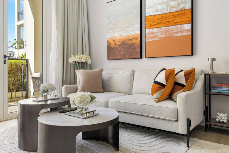 Living area 2, Stylish 2BR with Beach Access, Dubai