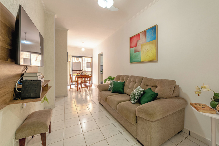 Living room 2, Aconchegante a 85 m da Praia com vaga, São Vicente