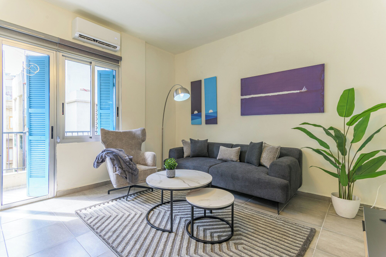 Living room 3, Slate - 2Br Apt W Balcony in Mar Mikhael, Beirut