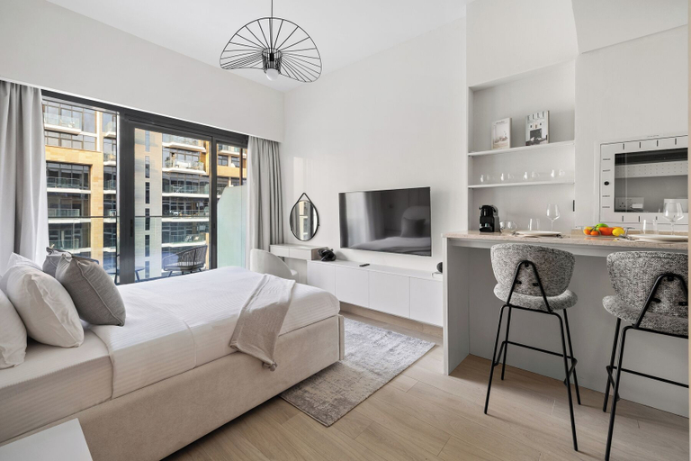 Room 2, Chic Modern Studio in Meydan, Dubai