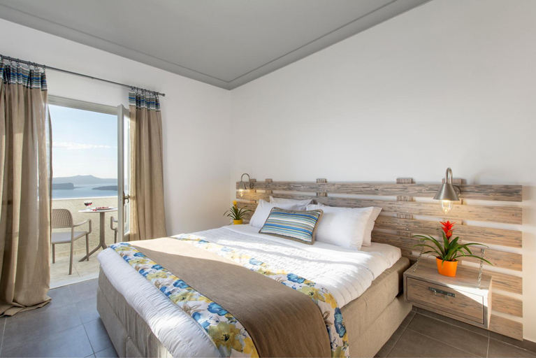 Bedroom, Caldera's Dolphin Hotel, South Aegean