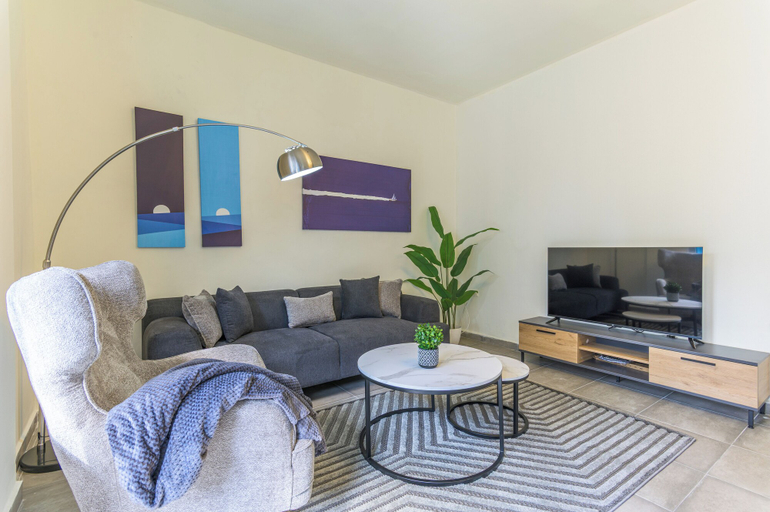 Living room 2, Slate - 2Br Apt W Balcony in Mar Mikhael, Beirut