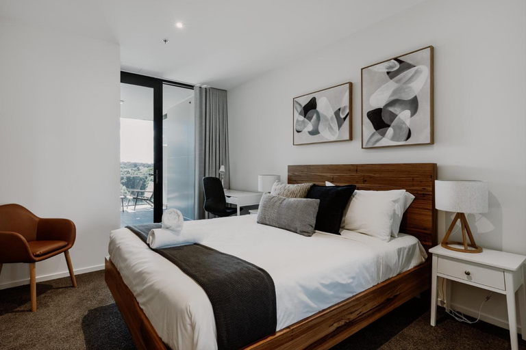 Bedroom 3, Center 1-Bed with Gym, BBQ and Stunning Views, Canberra