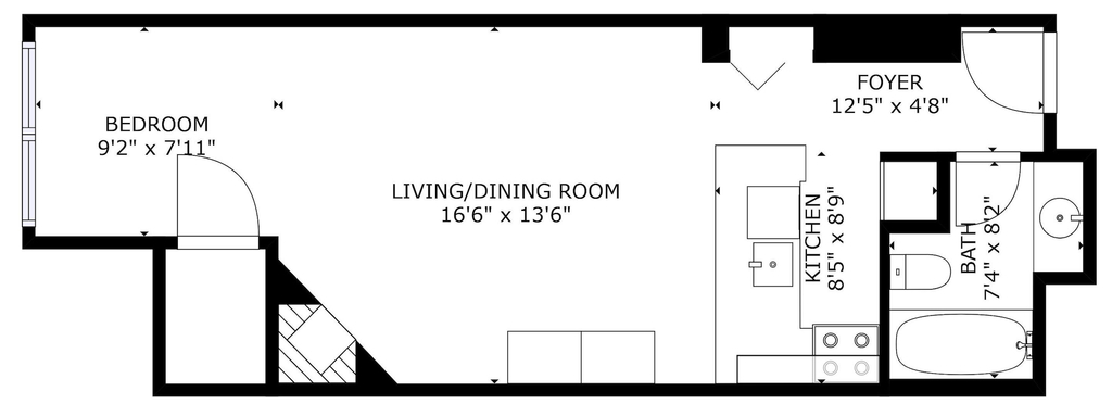 Floor plan, 165 Ski-in Ski-out Studio At Park City Mountain Resort. Pool, Hottub, Gym. Studio, Summit