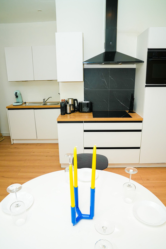 Private kitchen 2, 1BR Apt With Living Room Near CityArea, Oost-Vlaanderen