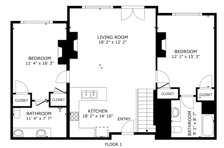 Floor plan, Blackstone Overlook 312 2 Bedroom Condo, Summit