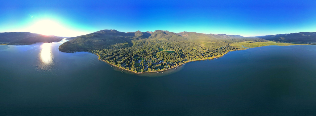 Aerial view 2, Laughing Horse Lodge, Lake