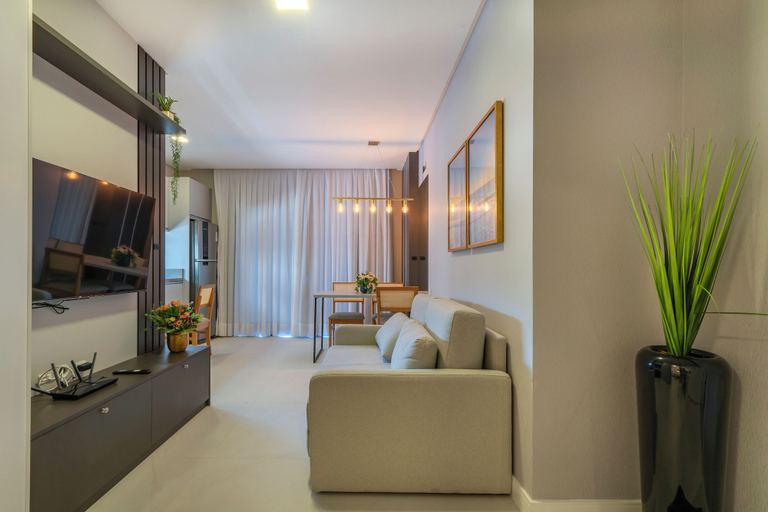 Living room 2, APTO flat em condomínio com piscina A, Bombinhas