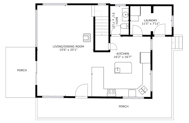 Floor plan 3, Thyme Out 2 Bedroom Home by NW Comfy Cabins by RedAwning, Chelan