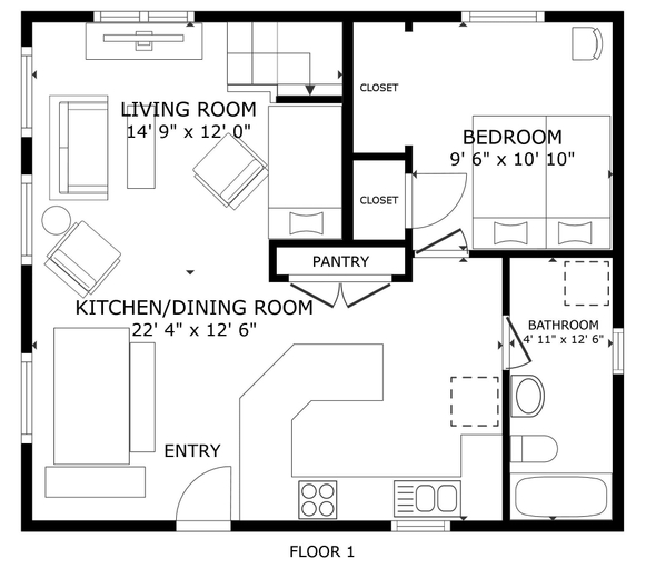 Floor plan 2, Icicle Chalet 1 Bedroom Cabin, Chelan