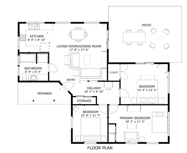 Floor plan, River Song Cabin 3 Bedroom Home, Chelan