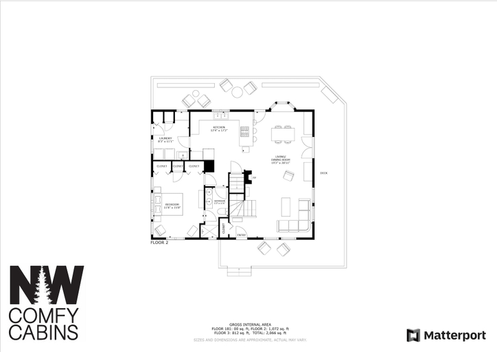 Floor plan 2, Blue Pine Forest Lodge 3 Bedroom Cabin, Chelan