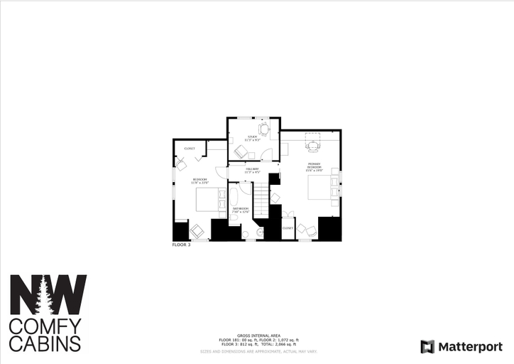 Floor plan 4, Blue Pine Forest Lodge 3 Bedroom Cabin, Chelan