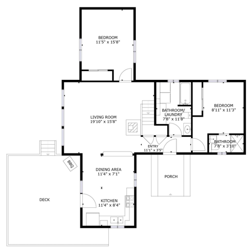 Floor plan 3, Trobele 3 Bedroom Home by NW Comfy Cabins by RedAwning, Chelan