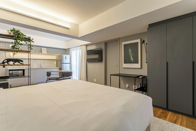 Bedroom, Studios Rio Branco by Viva - Predio moderno, aptos com cama king-size no centro de Floripa, Florianopolis