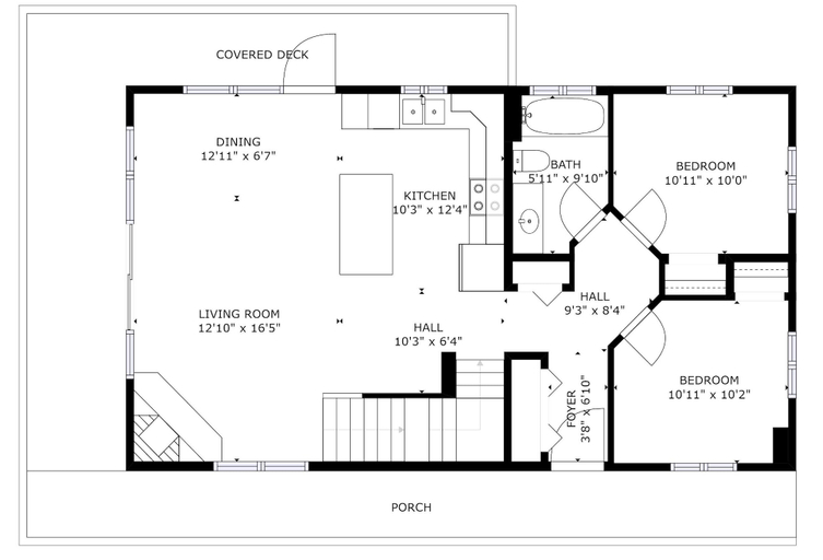 Floor plan 4, Peterson Acres 3 Bedroom Home by NW Comfy Cabins by RedAwning, Chelan