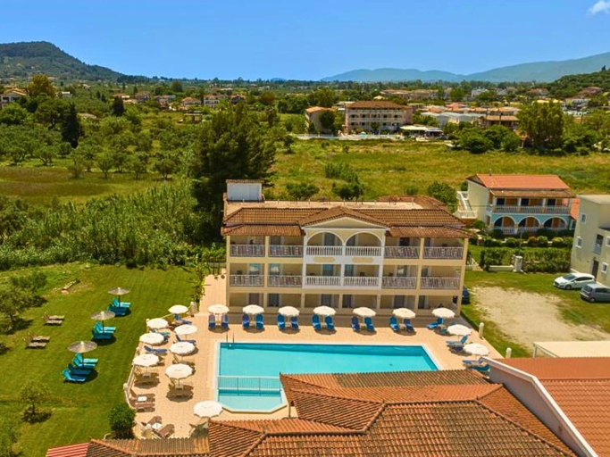Front of property - evening/night, Manousis ApartHotel, Ionian Islands