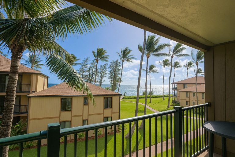 View from room 3, Pono Kai Resort by Chase 'N Rainbows, Kauai