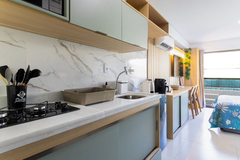 Private kitchen 2, Makani Beach #07 - Flat com Piscina by Carpediem, Tamandaré