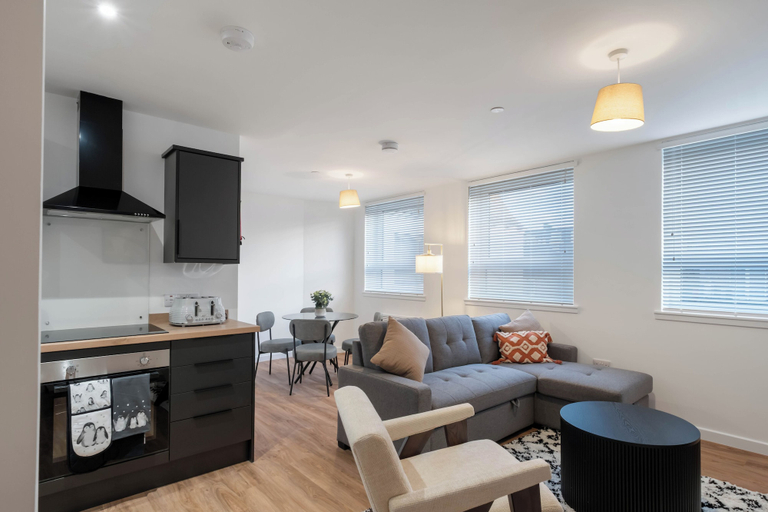 Living area 3, City Point Apartments by Guestz, Aberdeen