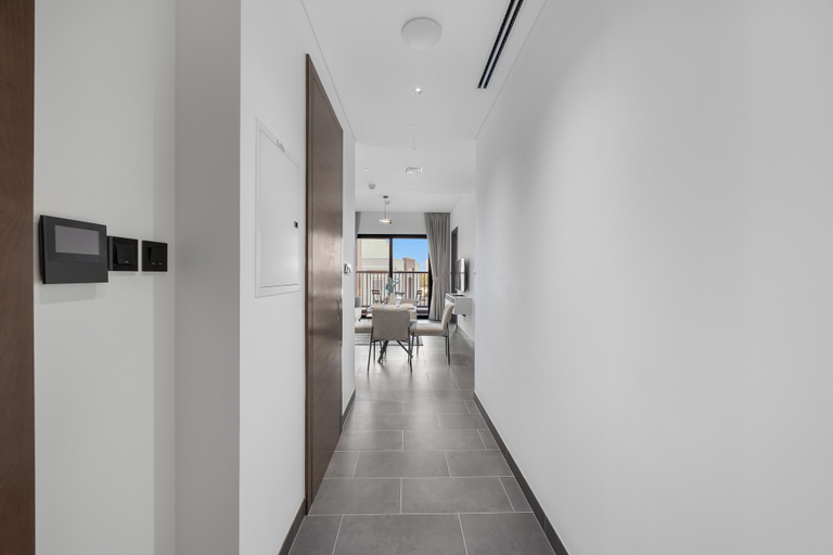 Hallway, Modern 1BR Apartment with Balcony in Sobha Hartland, Dubai