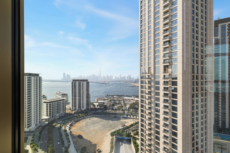 View from property, Serene 1BR Escape with Burj Khalifa View, Dubai