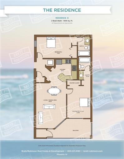 Floor plan 2, Phoenix Iv 4054 2 Bedroom Condo, Baldwin