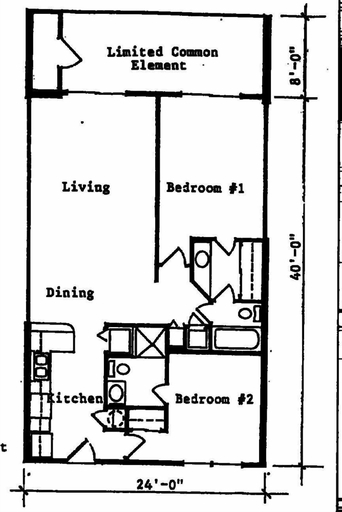 Floor plan, Ocean House 2202 2 Bedroom Condo, Baldwin