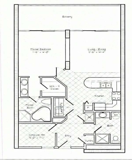 Floor plan, Lighthouse 1417 1 Bedroom Condo, Baldwin