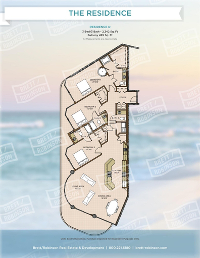Floor plan, Phoenix On The Bay 2 2311 3 Bedroom Condo, Baldwin
