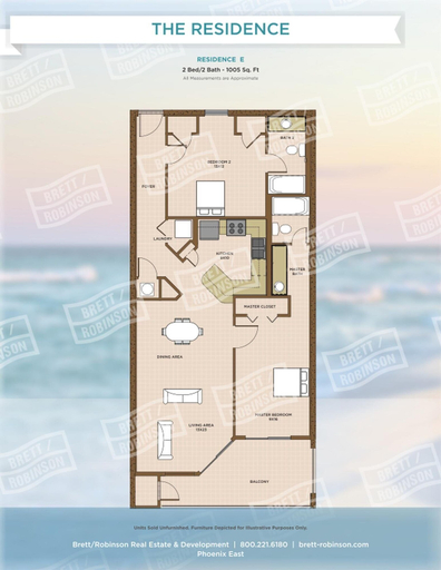 Floor plan 2, Phoenix East 1107 2 Bedroom Condo, Baldwin