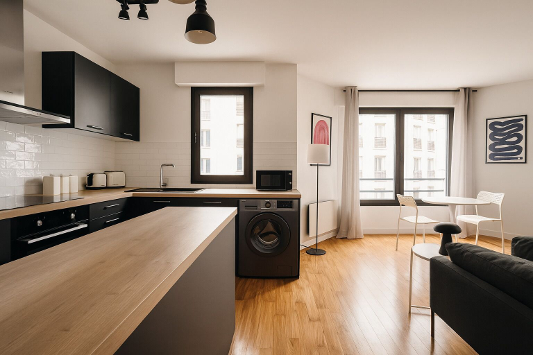Private kitchen 3, Elegant Appartement au 19e, Paris