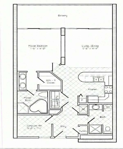 Floor plan, Lighthouse 403 1 Bedroom Condo, Baldwin