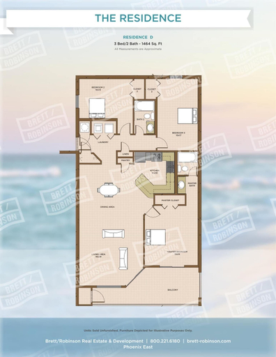 Floor plan 2, Phoenix East 1406 3 Bedroom Condo, Baldwin