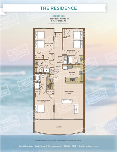 Floor plan, Phoenix Orange Beach 1204 3 Bedroom Condo, Baldwin