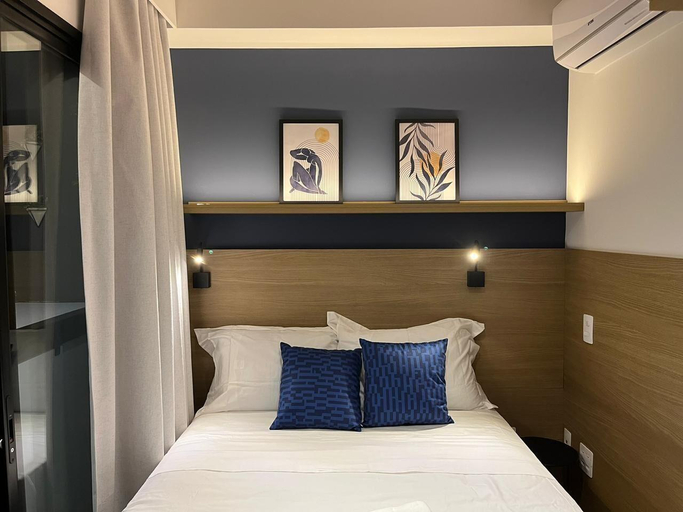 Bedroom 5, Estudios com AC e Varanda na Bela Vista, São Paulo