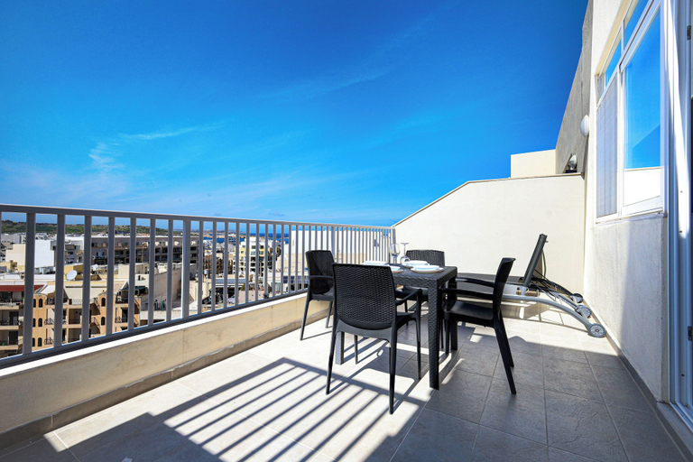 Terrace/patio, Serene 2BR Penthouse - Sea View Terrace, Saint Paul's Bay