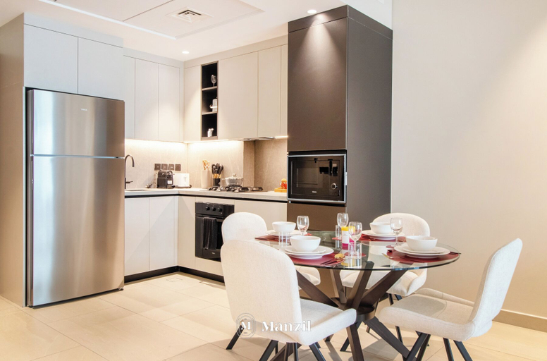 Private kitchen 3, Manzil - 1BR in Arjan with City Views, Dubai