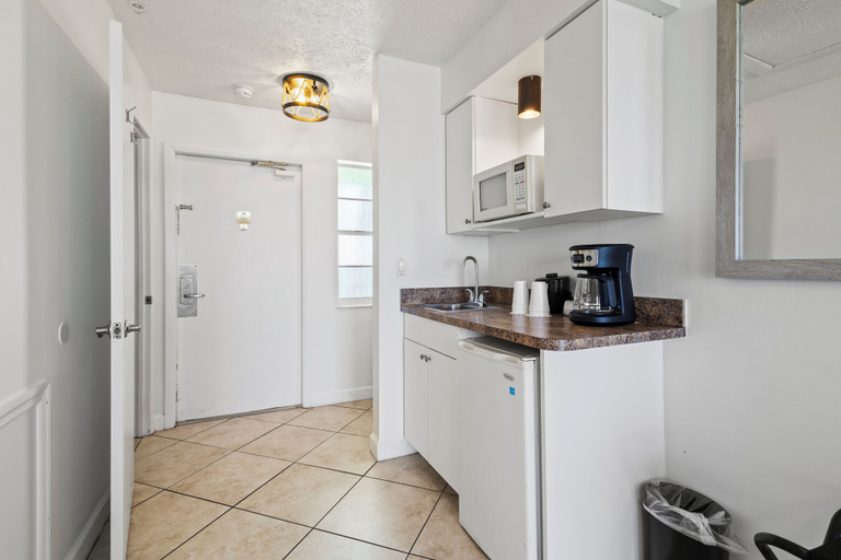 Private kitchen, Oceanfront Inn Room #25- Ocean View Balcony, King Bed, Saint Lucie