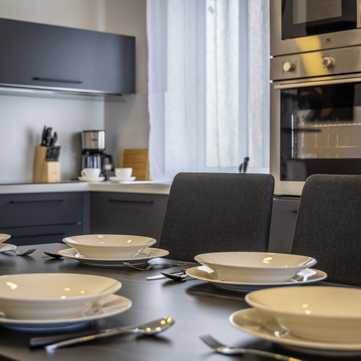 Private kitchen, Chic Modern Stay with Private Terrace