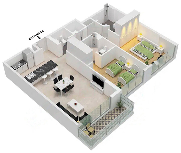 Floor plan 3, LUX The Burj Khalifa Lagoon View Suite 4, Dubai