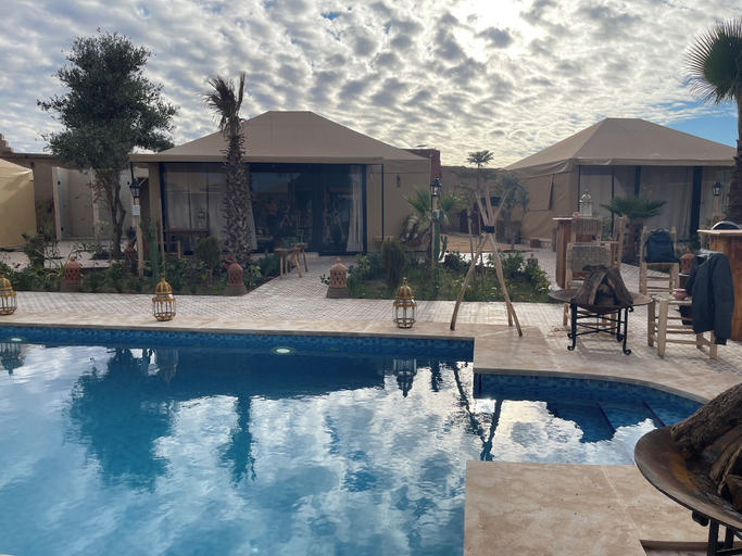 Pool waterfall, Agafay Ecolodge, Marrakech