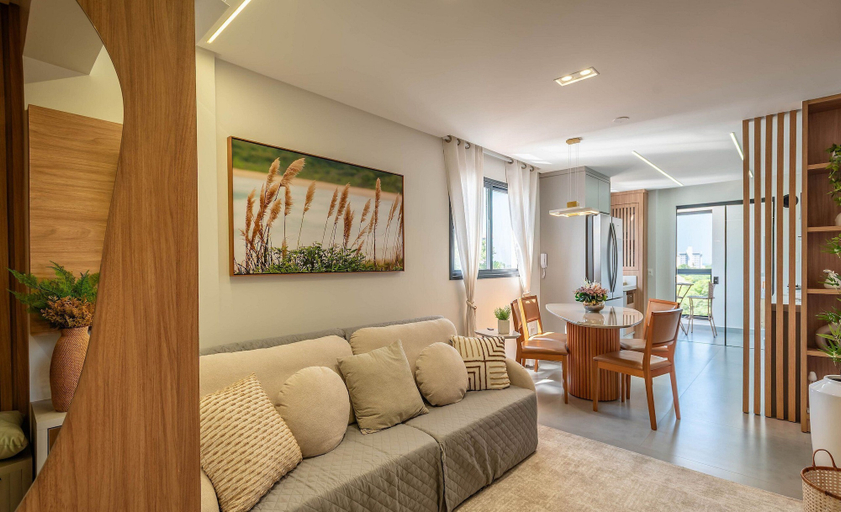 Living area 2, Apt w/ BBQ Near the Beach in Pereque Fel0502, Porto Belo