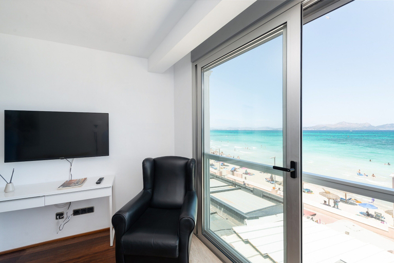 Living room, Blau Blue 2 - Apartment In Can Picafort. Free Wifi, Baleares