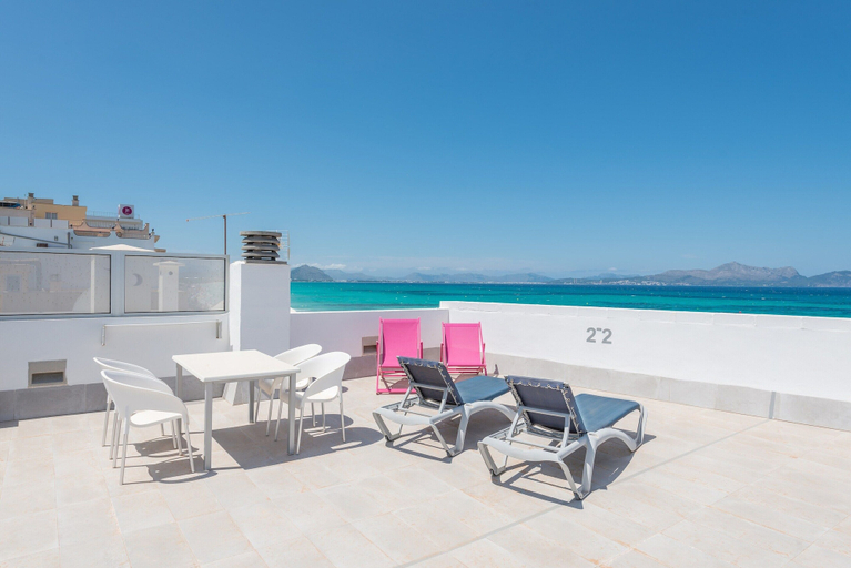 Terrace/patio 4, Blau Blue 2 - Apartment In Can Picafort. Free Wifi, Baleares