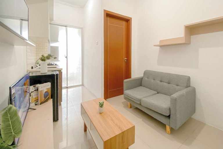 Living area 2, Simple Grey 1Br At Vittoria Residence Apartment, Jakarta Barat