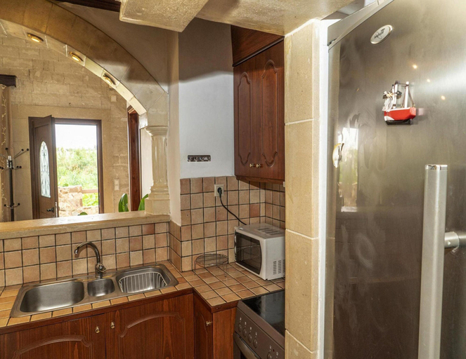 Private kitchen, Modern Holiday Home in Stalos With Balcony, Crete